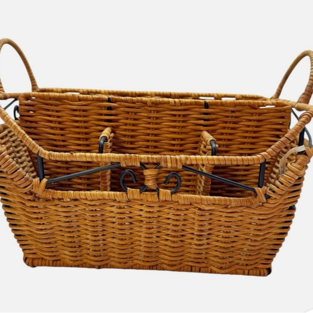 Wicker Basket Organizer - Brown